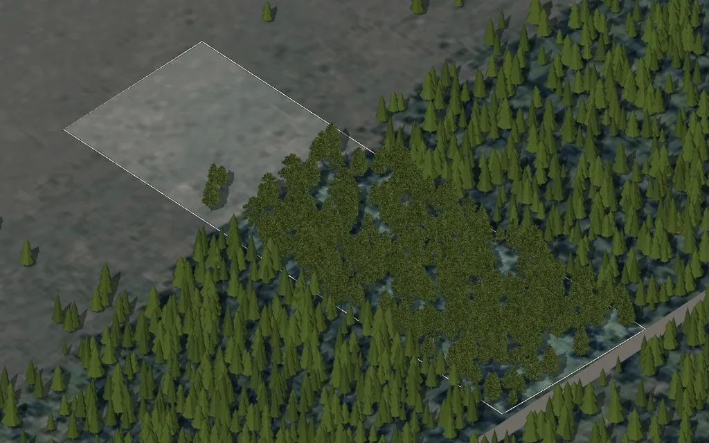 Parcel 23 on Paddock Ave, seen from the south-west over an aerial photograph, with the property line, the road and the nearby utilities drawn in and nothing built on it yet.